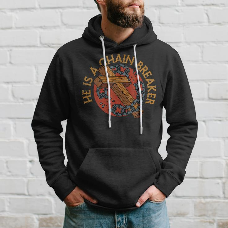Vintage Chain Breaker Saved Born Again Cross Hoodie Gifts for Him