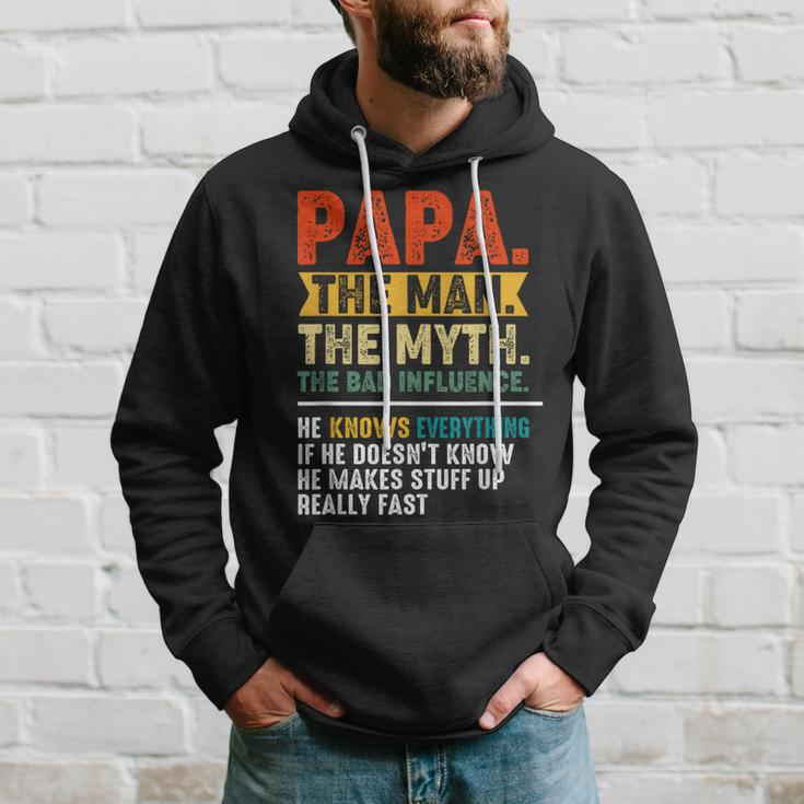 Vintage Father's Day Papa The Man The Myth The Bad Influence Hoodie Gifts for Him