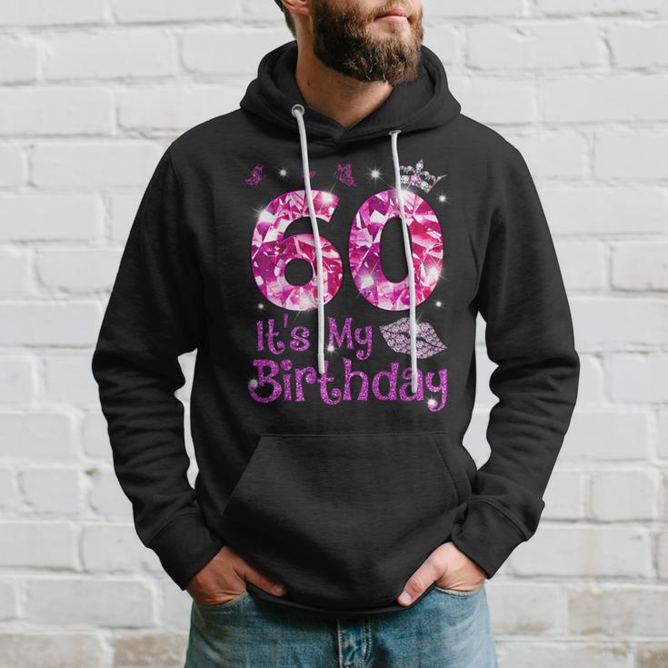 Vintage Happy 60 It's My Birthday Crown Lips 60Th Birthday Hoodie Gifts for Him