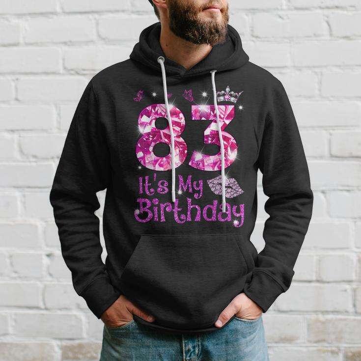Vintage Happy 83 It's My Birthday Crown Lips 83Rd Birthday Hoodie Gifts for Him