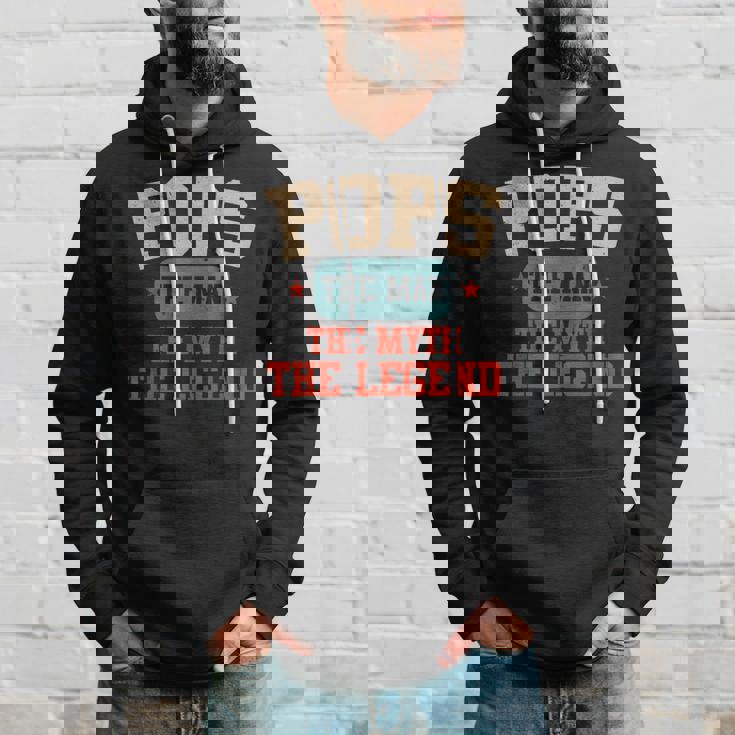 Vintage Pops Man Myth Legend Daddy Grandpa Fathers Day Men Hoodie Gifts for Him