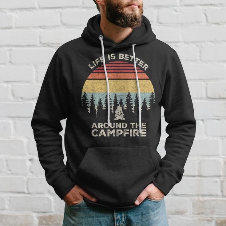 Vintage Retro Life Is Better Around The Campfire Camping Hoodie Gifts for Him