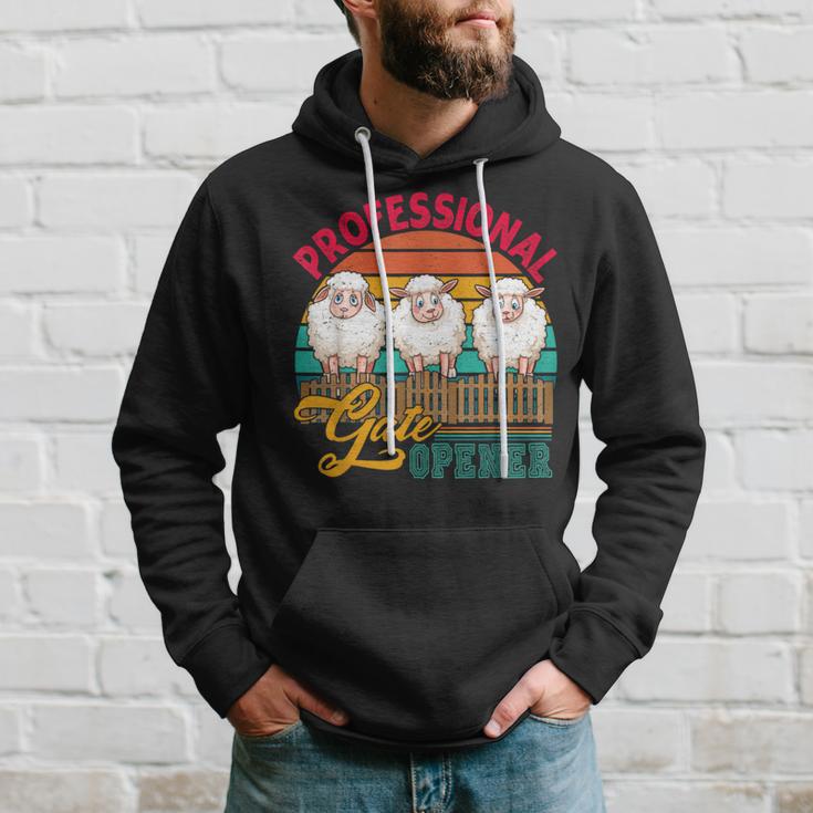 Vintage Retro Professional Gate Opener Three Sheep Farmer Hoodie Gifts for Him