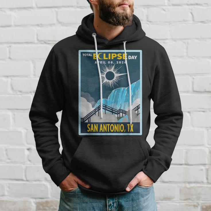 Vintage San Antonio Texas Total Solar Eclipse 2024 Hoodie Gifts for Him