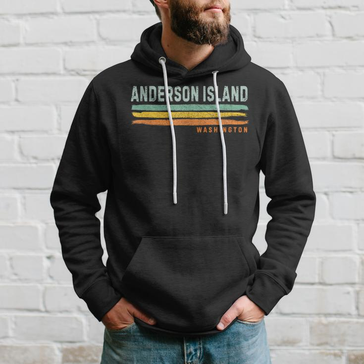 Vintage Stripes Anderson Island Wa Hoodie Gifts for Him