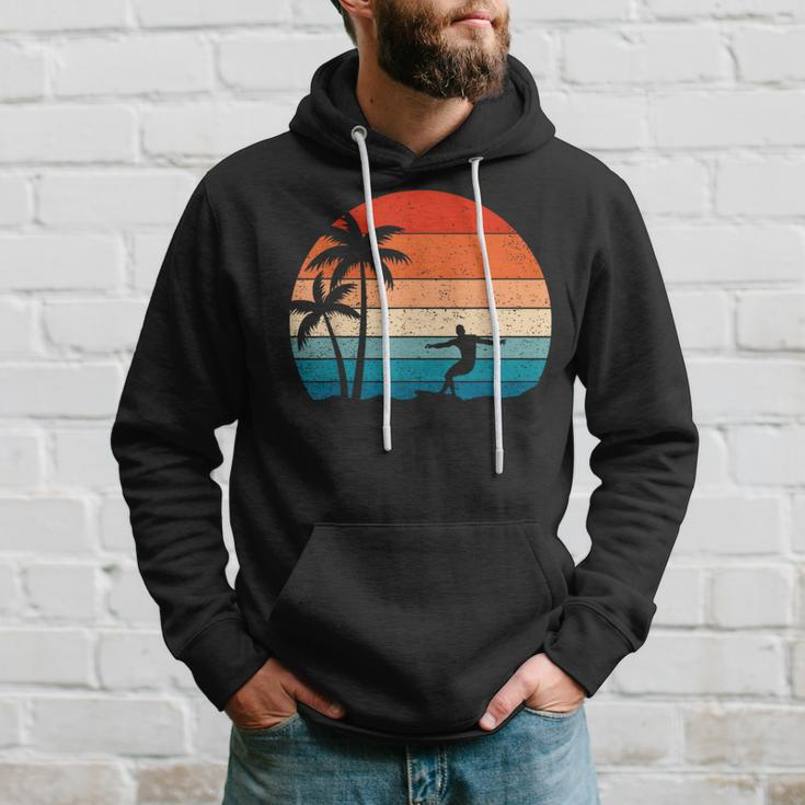 Vintage Sunset Palm Surfer Retro Surfing Beach Surf Hoodie Gifts for Him
