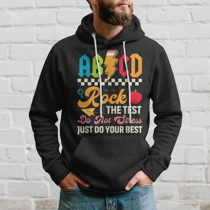 Vintage Testing Abcd Rock The Test Day Teachers Students Hoodie Gifts for Him