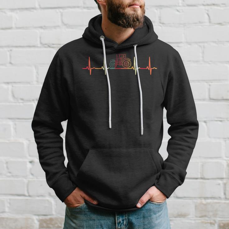 Vintage Traktor Herzschlag Ekg Trecker Landwirt Bauer Hoodie Geschenke für Ihn