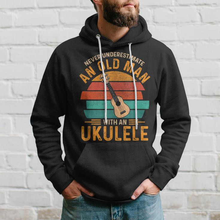 Vintage Never Underestimate An Old Man With An Ukulele Hoodie Gifts for Him