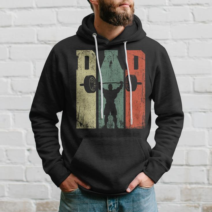 Vintage Weightlifting Dad Daddy Silhouette Gym Father's Day Hoodie Gifts for Him
