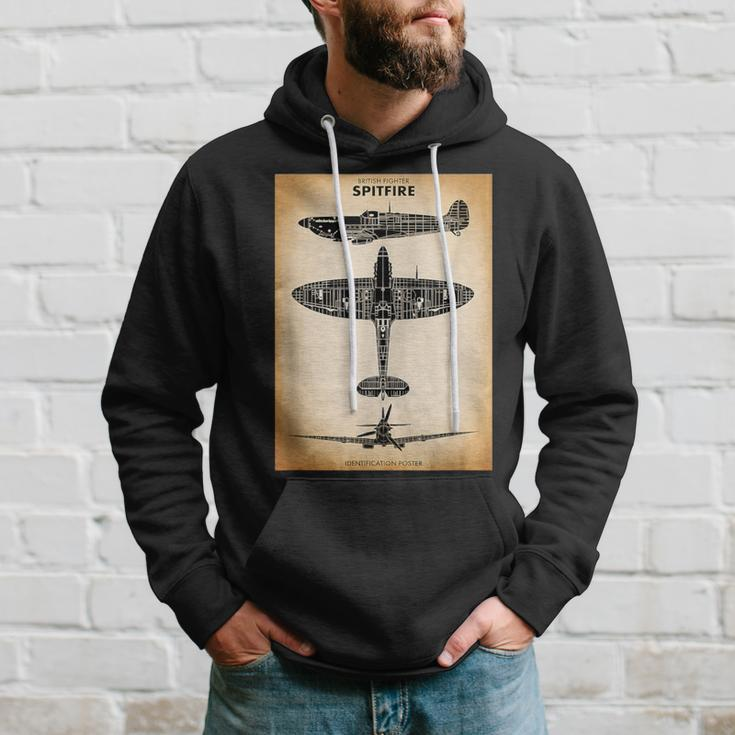 Vintage Wwii Identification Poster Raf Spitfire Hoodie Gifts for Him