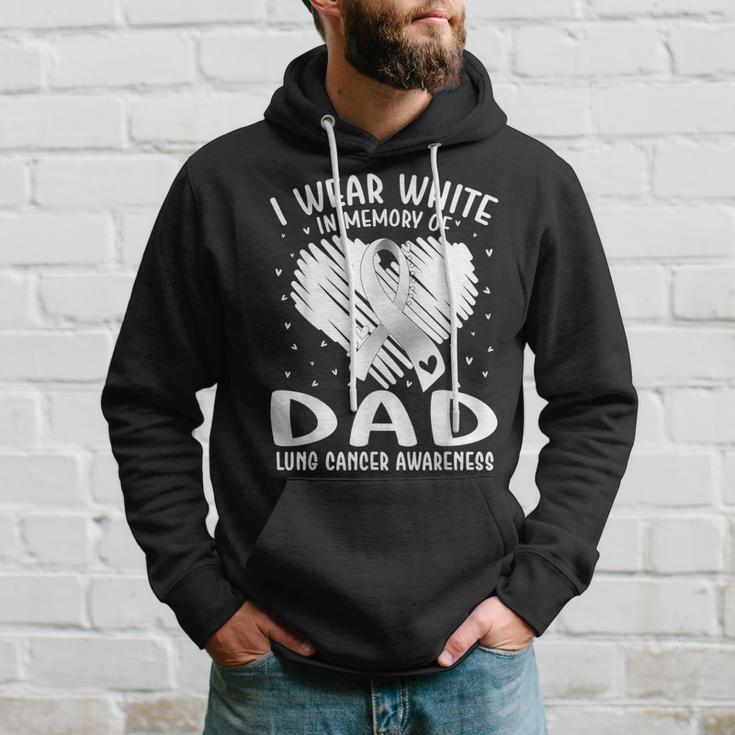 I Wear White In Memory Of My Dad Lung Cancer Awareness Hoodie Gifts for Him