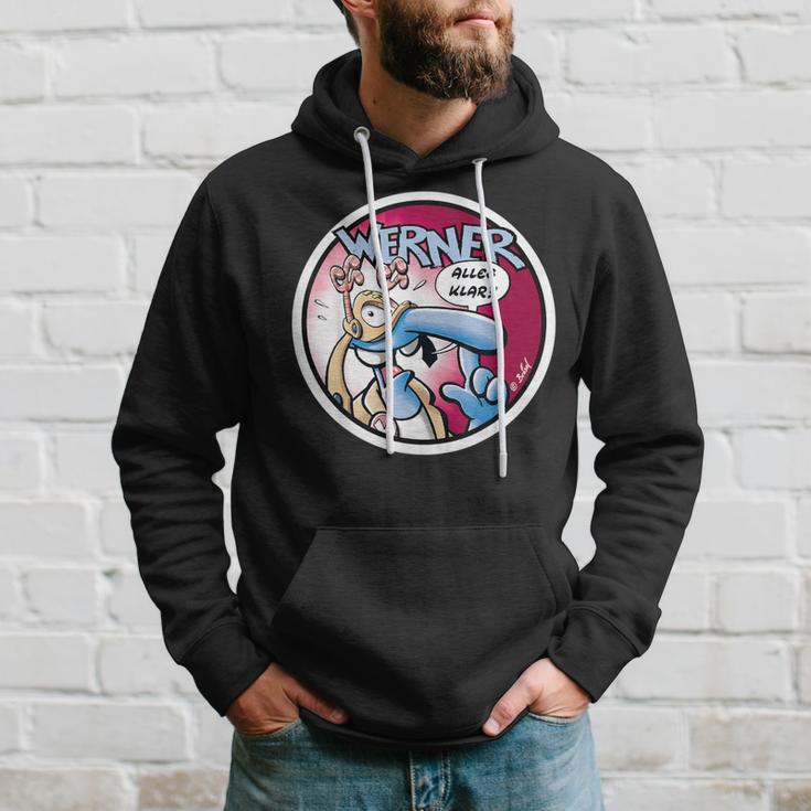 Werner - Alles klar? Comic-Design Herren Hoodie in Schwarz, Lustiges Motiv Geschenke für Ihn