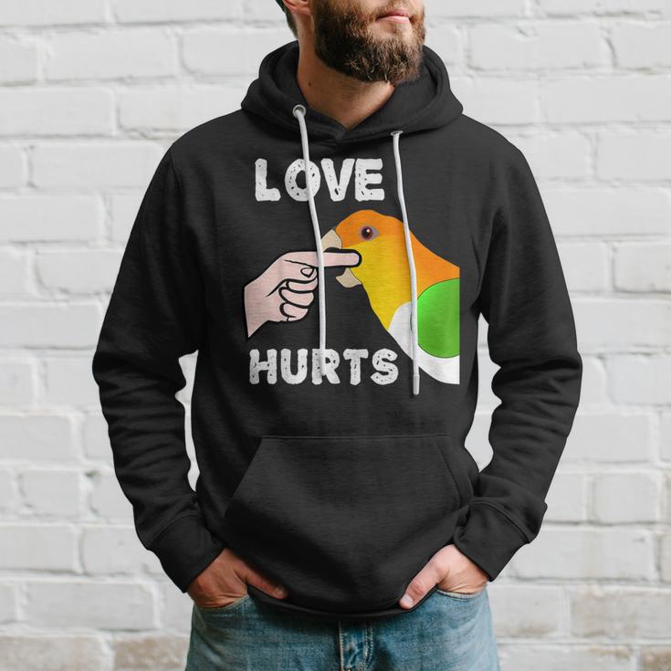 White Bellied Caique Parrot Love Hurts Hoodie Gifts for Him