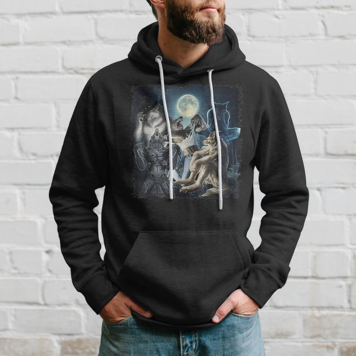 Wolf Ripping Werewolf Alpha Wolf Oddly Meme Hoodie Gifts for Him