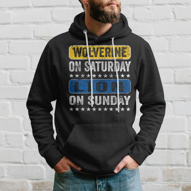 Wolverine On Saturday Lion On Sunday Detroit Hoodie Gifts for Him