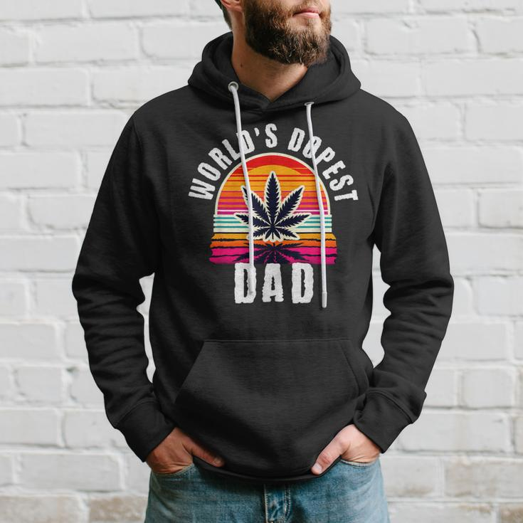 World's Dopest Dad For Father's Day Retro Sunset Weed Men Hoodie Gifts for Him