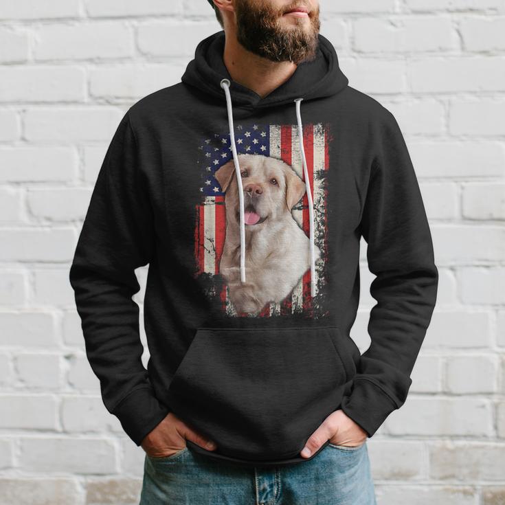 Yellow Labrador Labs Patriotic American Flag Dog 4Th Of July Hoodie Gifts for Him