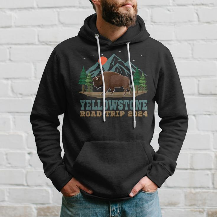 Yellowstone National Park Family Road Trip 2024 Bison Buffal Hoodie Gifts for Him