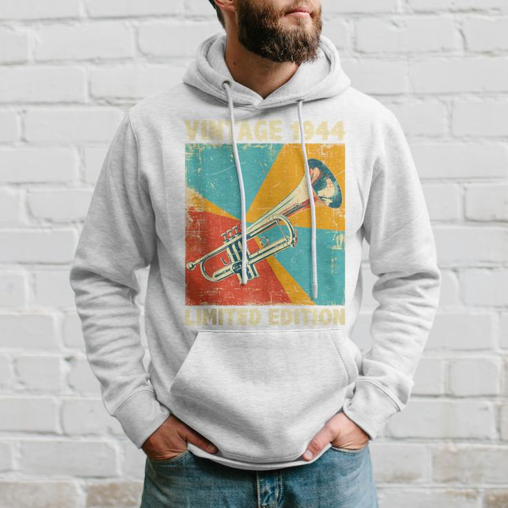80 Years Old Vintage 1944 Trumpet Lover 80Th Birthday Hoodie Gifts for Him