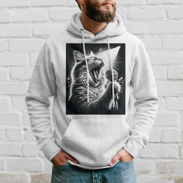Band Musician Vocalist Singer Cat Singing Hoodie Gifts for Him