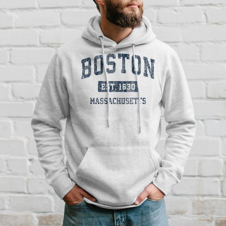 Boston Massachusetts Ma Vintage Sports Navy Hoodie Gifts for Him