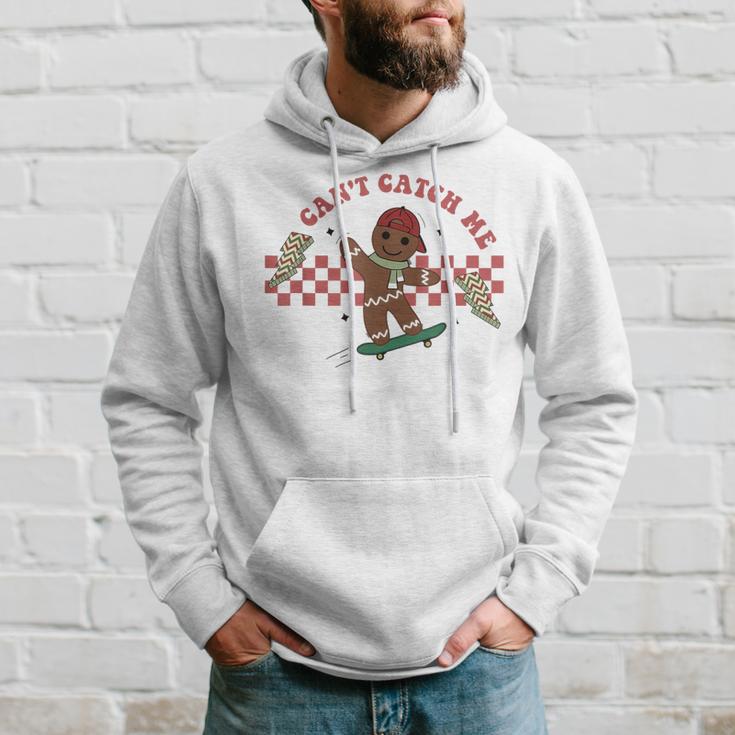 Can't Catch Me Merry Christmas Boy Skateboarding Gingerbread Hoodie Gifts for Him