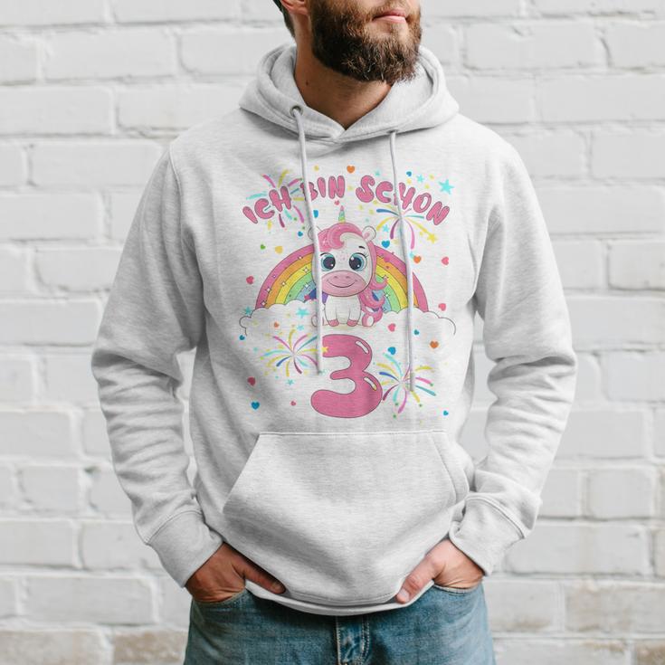 Children's Ich Bin Schon 3 Unicorn White Hoodie Geschenke für Ihn