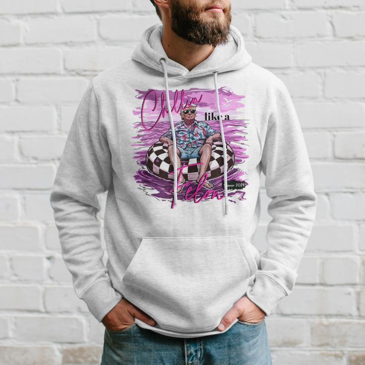 Chillin Like A Felon Retro Pink Summer Trump 2024 Hoodie Gifts for Him