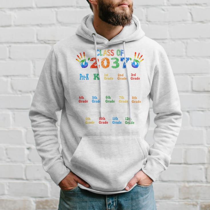 Class Of 2037 Grow With Me Color Handprint Pre-K 12Th Grade Hoodie Gifts for Him