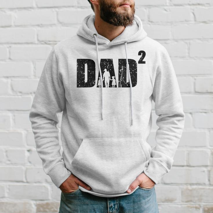 Damen Dad Hoch 2 Zweifacher Papaater Zwei Töchter Mit-Ausschnitt Kapuzenpullover Geschenke für Ihn