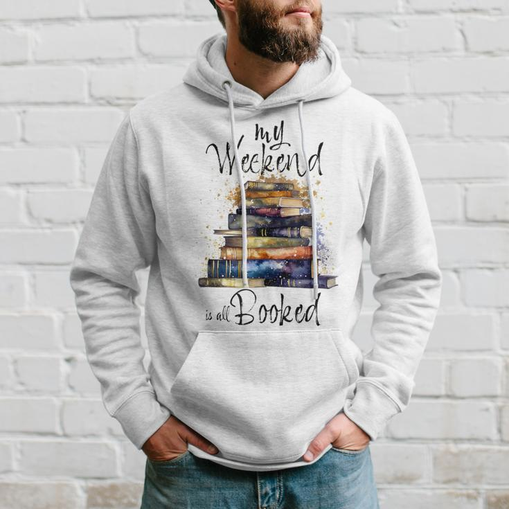 Distressed Quote My Weekend Is All Booked Reading Books Hoodie Gifts for Him