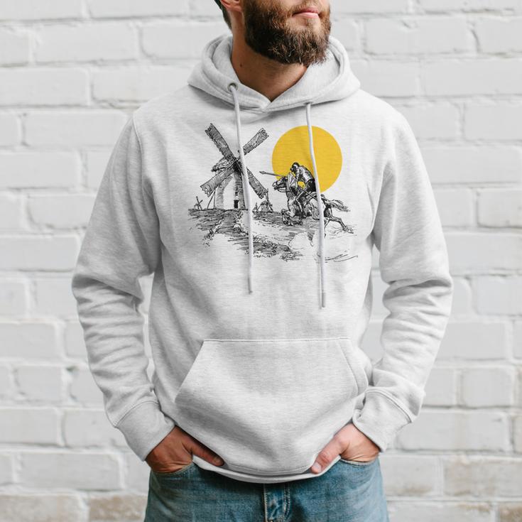 Don Quijote Gegen Windmill Im Sonnenschein Hoodie Geschenke für Ihn