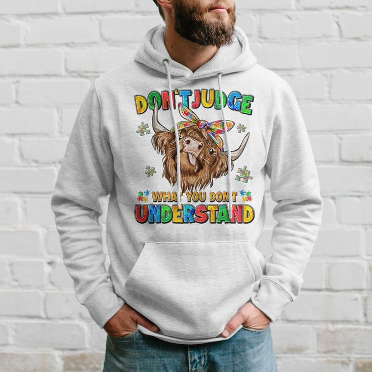 Dont Judge Understand Autism Awareness Day Cow Womens Hoodie Gifts for Him