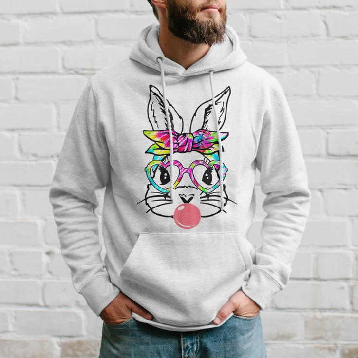 Easter Day Bunny With Bandana Heart Glasses Bubblegum Hoodie Gifts for Him