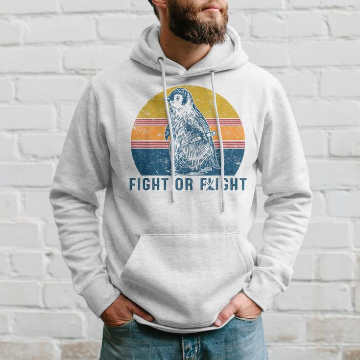 Fight Or Flight Vintage Penguin Pun Fight Or Flight Meme Hoodie Gifts for Him