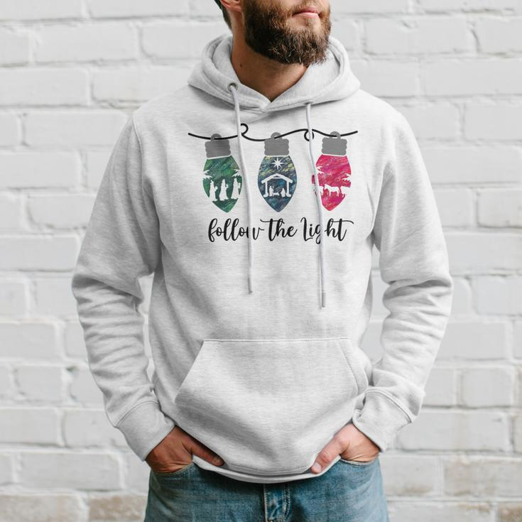 Follow The Light Christ Xmas Light Hoodie Gifts for Him