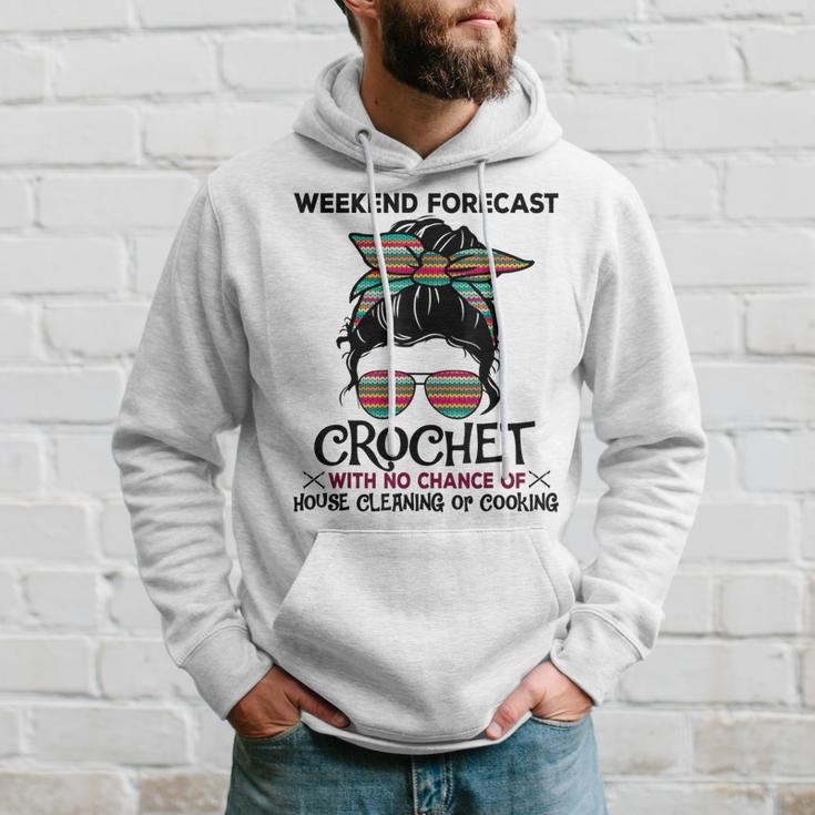 Weekend Forecast Crochet Crocheting Colorful Pattern Hoodie Gifts for Him