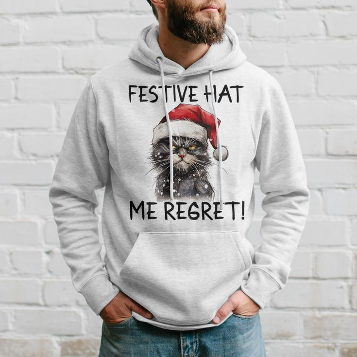 Christmas Cat Santa Hat Festive Hat Me Regret Hoodie Gifts for Him