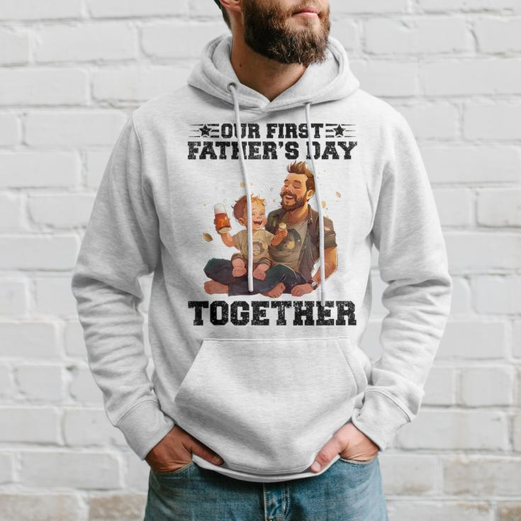 Dad And Son Our First Fathers Day Together Fathers Day Hoodie Gifts for Him