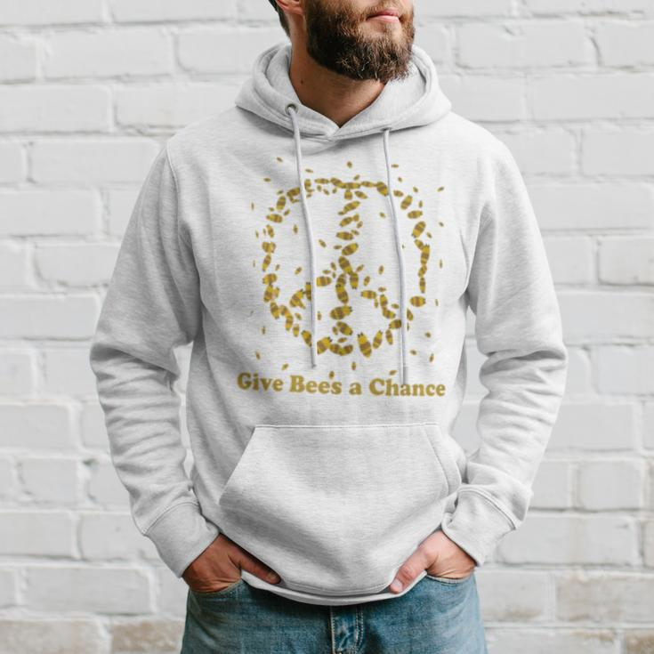 Give Bees A Chance Peace Sign Hoodie Gifts for Him