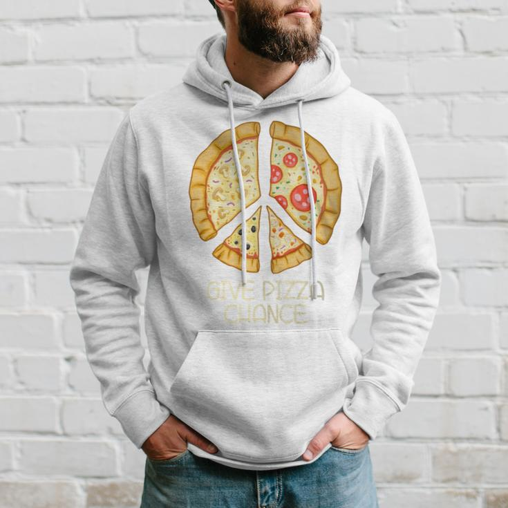 Give Pizza Chance Pizza Pun With Peace Logo Sign Hoodie Gifts for Him