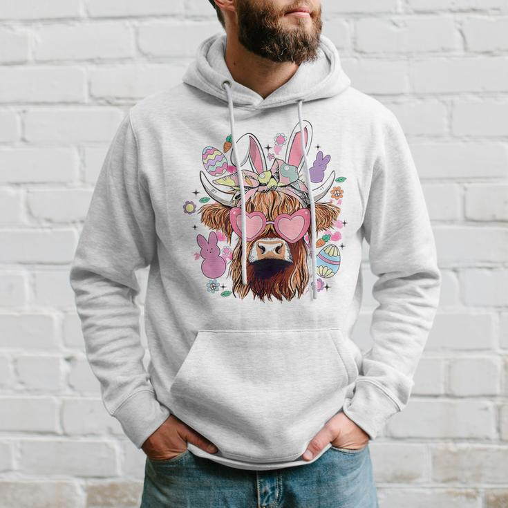 Happy Easter Highland Cow Heifer Easter Day Farmer Cowgirl Hoodie Gifts for Him