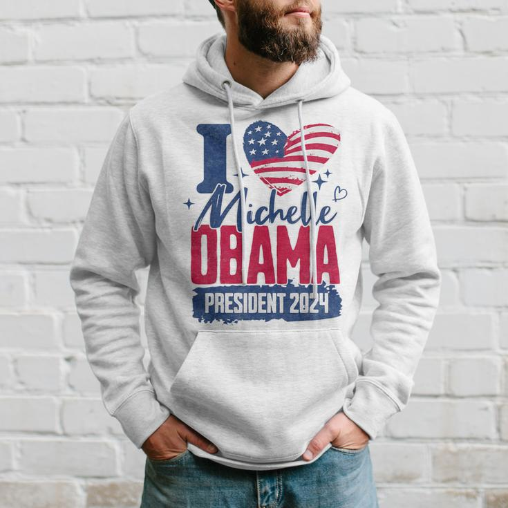 I Heart Michelle Obama 2024 For President Retro Election Hoodie Gifts for Him