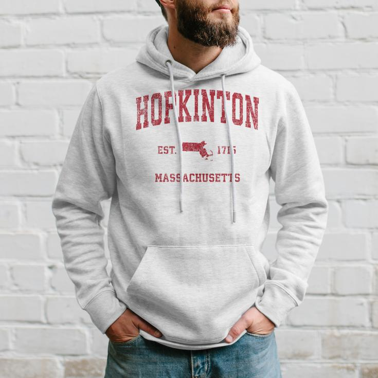 Hopkinton Massachusetts Ma Vintage Sports Red Print Hoodie Gifts for Him
