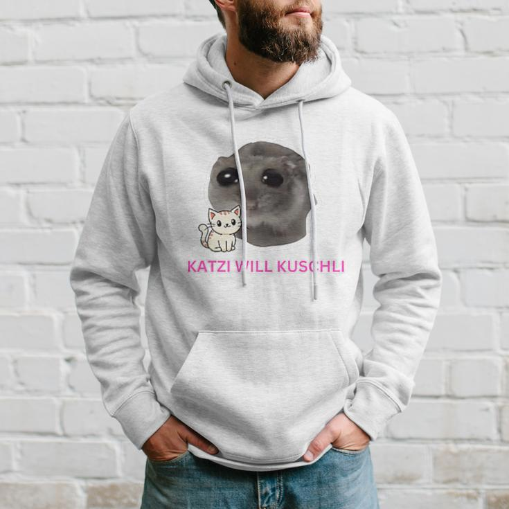 Katzi Will Kuschli Sad Hamster Meme Kapuzenpullover Geschenke für Ihn