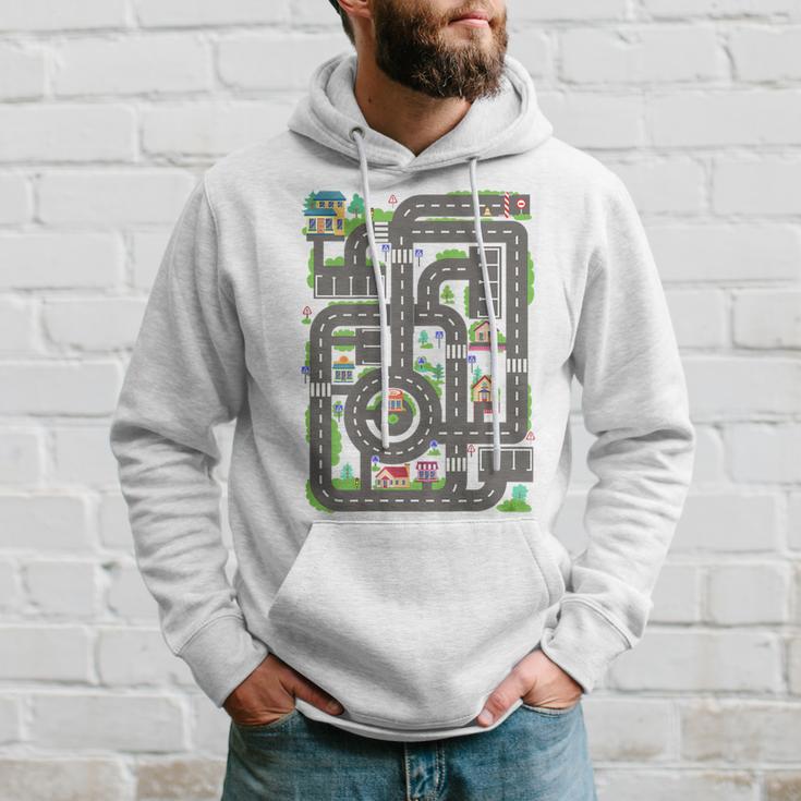 Kid Play Cars On Dad Back Race Track Mat Fathers Day Hoodie Gifts for Him