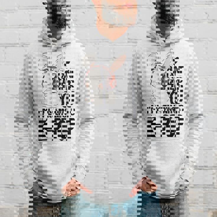 Kpop Merch Cute Bunny Can't Hear You I'm Listening K-Pop Hoodie Gifts for Him