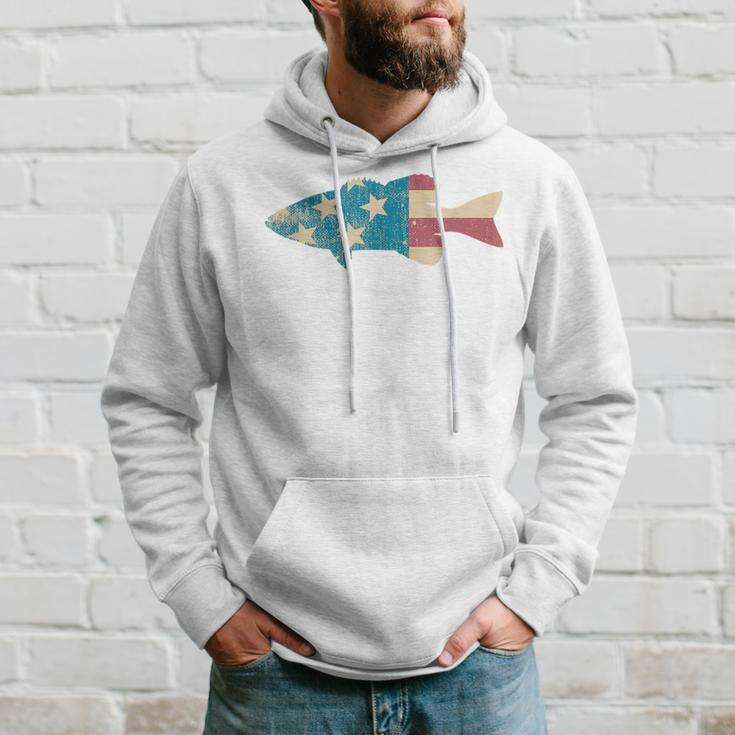 Largemouth Bass Fishing American Flag Fishing Hoodie Gifts for Him