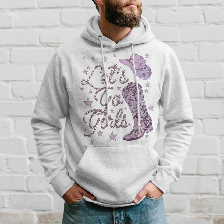 Let's Go Girls Cowgirl Hat Cowboy Boots Bachelorette Party Hoodie Gifts for Him
